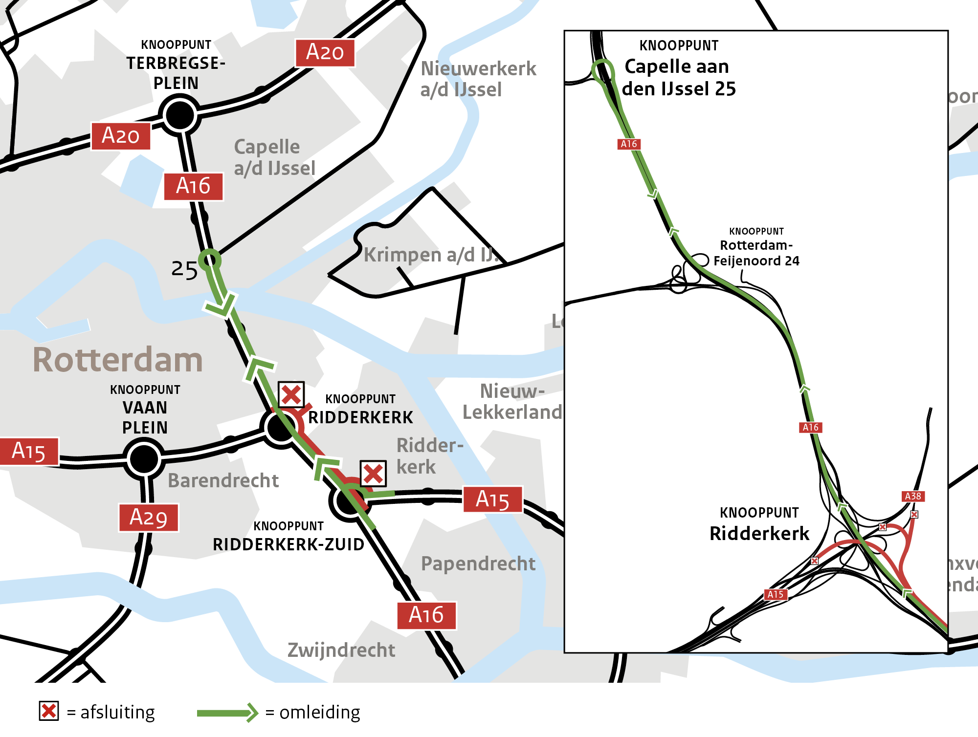 Nachtafsluiting A16 tussen knooppunten Ridderkerk en Ridderster