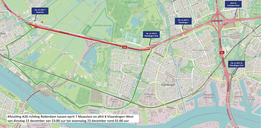 Twee nachten afsluitingen op A20 bij Vlaardingen en Maassluis