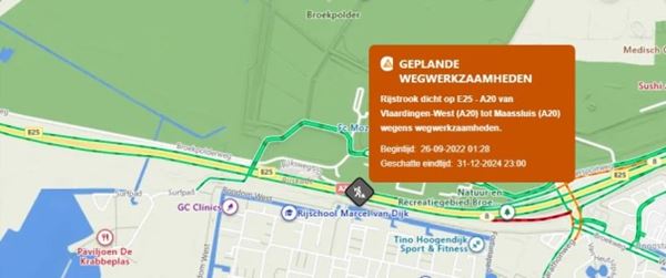 Weekendafsluiting A20 richting Hoek van Holland 7 – 10 oktober