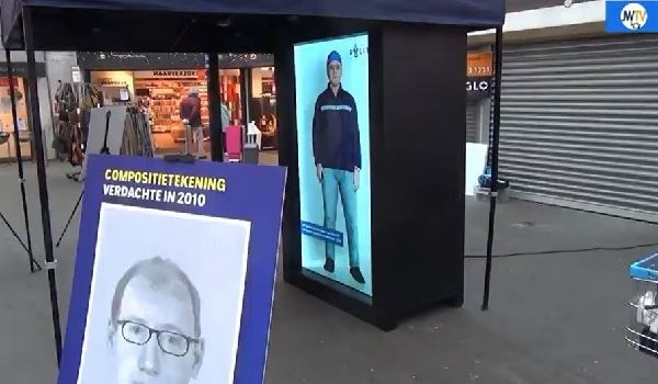 Manshoog bewegend 3D-beeld van verdachte van misbruik van twee meisjes