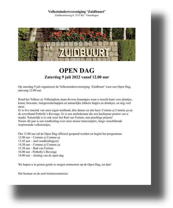 Open Dag Volkstuindersvereniging Zuidbuurt in Vlaardingen