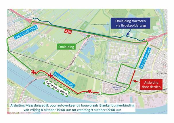 Nachtafsluiting doorgaand autoverkeer Maassluissedijk - Vlaardingen 