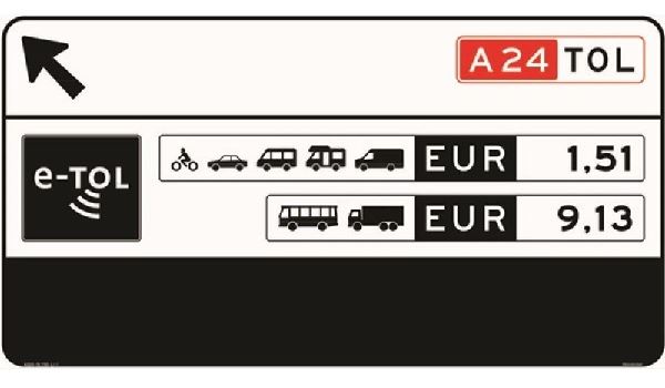 Eerste elektronische tolweg met nieuwe verkeersborden