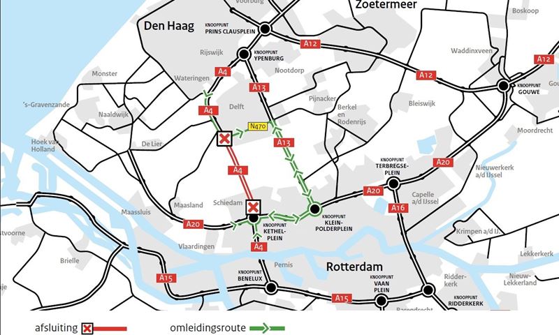 Nachtafsluiting onderhoudswerkzaamheden Ketheltunnel A4 Delft - Schiedam