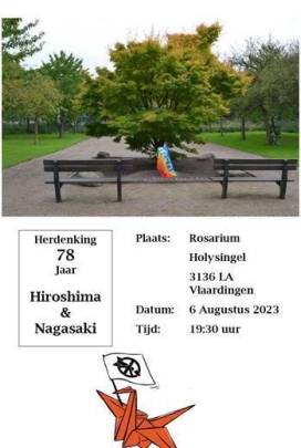 Vlaardingen herdenkt 78 jaar Hiroshima en Nagasaki