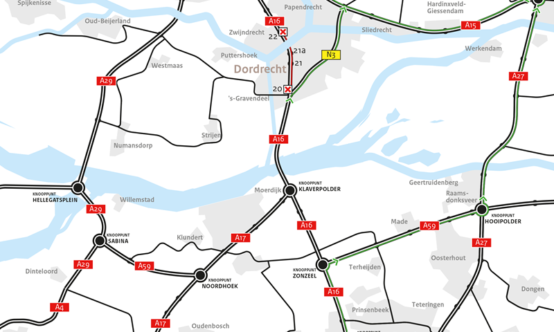 Weekendafsluiting A16 richting Rotterdam 
