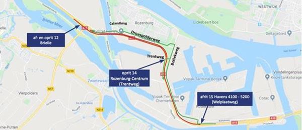 Versmalling A15 bij Rozenburg van 20 juni tot 18 juli