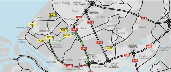 Weekendwerkzaamheden met afsluitingen A20 richting Rotterdam