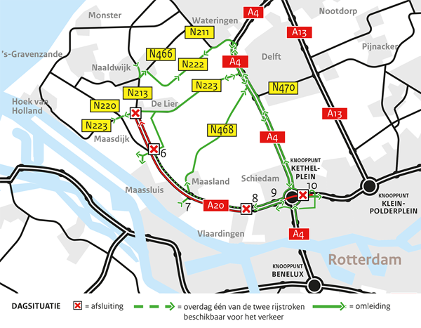 Weekendafsluiting A20 Westerlee – Vlaardingen 